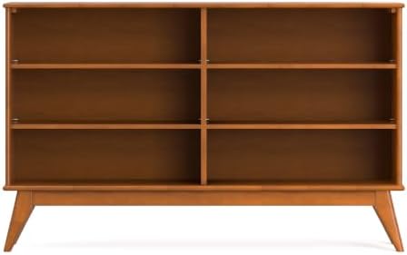 SIMPLIHOME Draper 64" Wide Solid Wood 6-Shelf Bookcase in Teak Brown - Image 5