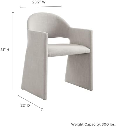 Modway Talia Upholstered Fabric Dining Armchair in Linen - Image 3