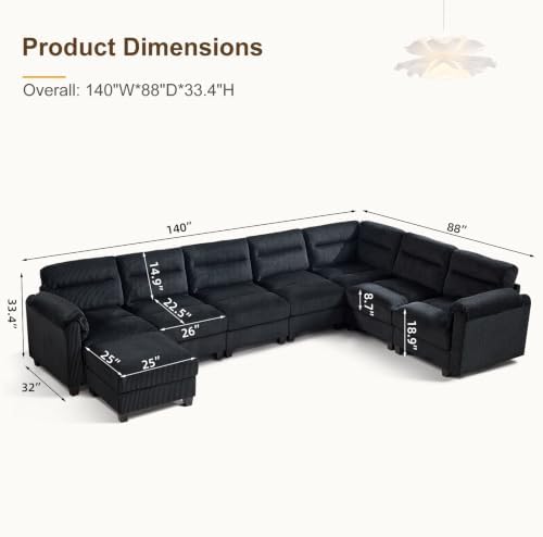 HAOMARKETS 135” Modular Sectional L Shaped Corner Sofa - Image 2