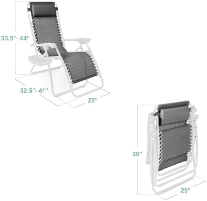 Best Choice Products Zero Gravity Chair Recliner, Ice Gray/White - Image 3