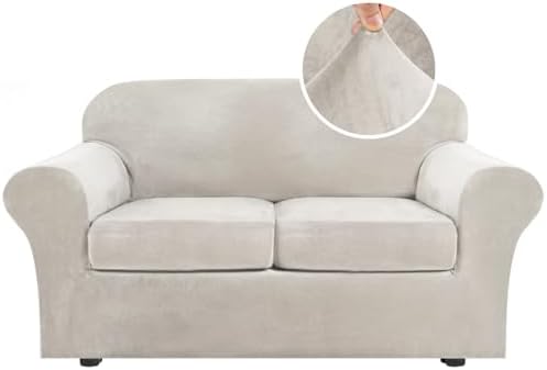 H.VERSAILTEX Real Velvet Plush 3 Piece Stretch Sofa Covers Couch Covers by HVERSAILTEX