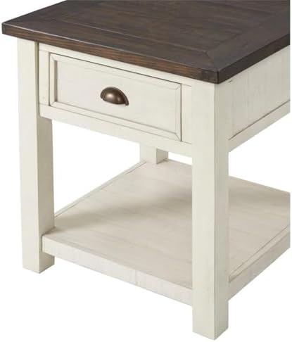 Martin Svensson Home Monterey Solid Wood End Table, Cream White and Brown - Image 5