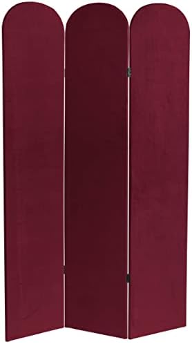 Red Lantern 6 ft. Classic Arch Velvet Room Divider Burgundy 3 Panel by RedLantern