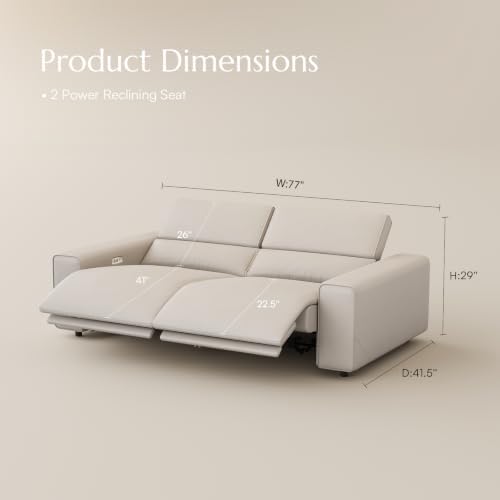 POVISON Benjamin 77'' Faux Leather Reclining Sofa, 2 Seater - Image 2