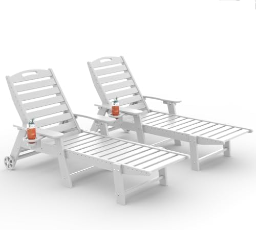 Chaise Lounge Outdoor Set of 2, Lounge Chair Outdoor by Suunyn