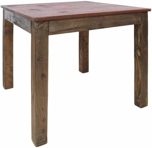 Solid Reclaimed Wood Dining Table 32.3"x31.5"x29.9" Rustic Mixed Recycled Wood - Image 2