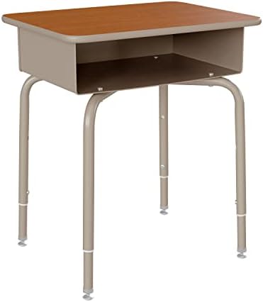 Flash Furniture Metal Student Desk, Walnut/Silver - Image 3