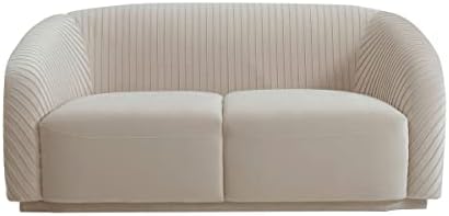 Yara 70" Pleated Beige Performance Velvet Loveseat - Image 5