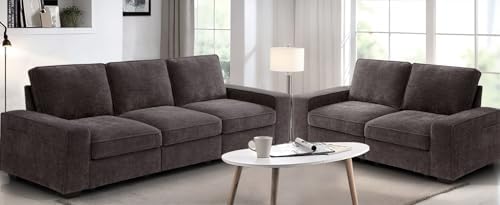 TEKAMON 128" Modular Sofa with Seats Storage, Comfy 4-Seater Chenille Fabric - Image 6