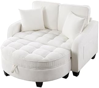 ERYE Chenille Tufted Loveseat Sofa and Ottoman Set - Image 6