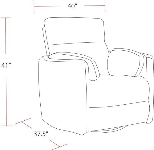 Pemberly Row Modern Brown Leather Power Swivel Glider Recliner - Image 2