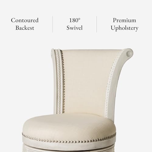 Maven Lane Pullman Counter Stool, Cream Solid Wood Frame - Image 4