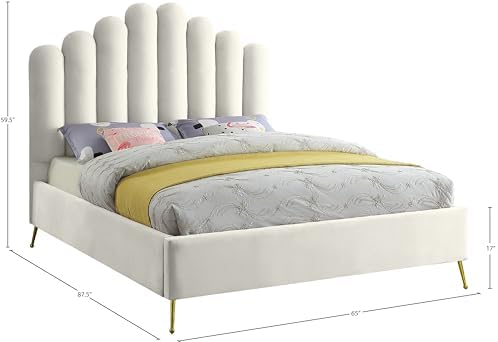 Meridian Furniture Lily Collection Modern | Contemporary Velvet Upholstered Bed - Image 3