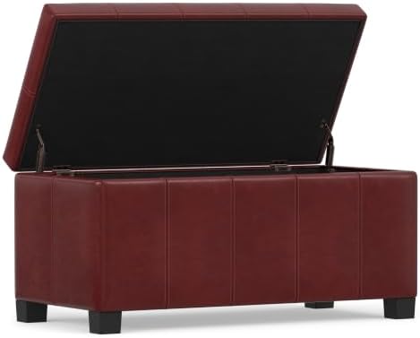 SIMPLIHOME Dover 36" Wide Vegan Leather Storage Ottoman in Radicchio Red - Image 5