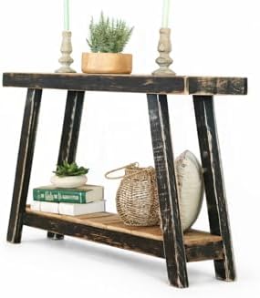 Aztec A-Frame Console; 46L x 10D x 28H Reclaimed Wood Table by DougandCristyDesigns