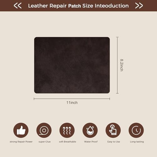 JDLUGH Sofa Leather Repair Patch Tape, 8.2x11 Inch, Dark Brown - Image 3