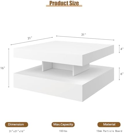 HedoAjim White LED Coffee Table - Image 2
