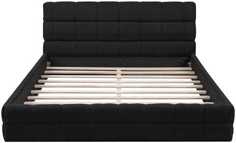 SOFTSEA Queen Size Upholstered Platform Bed, Fleece Floor Bed - Image 5