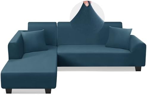 KinCam Sectional Couch Covers Stretch L Shape Sofa Covers, Peacock Blue by KinCam