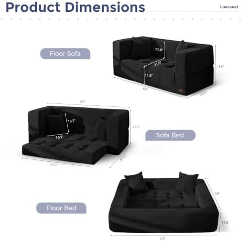 MAXYOYO Folding Sofa Bed, Convertible Boneless Loveseat Couch - Image 2
