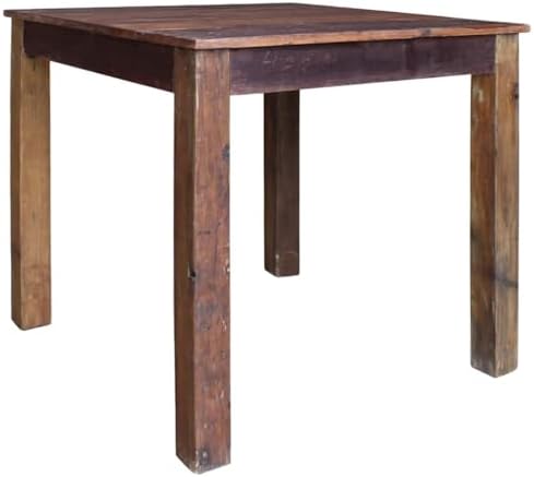 Solid Reclaimed Wood Dining Table 32.3"x31.5"x29.9" Rustic Mixed Recycled Wood - Image 4