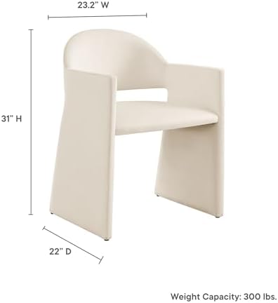 Modway Talia Performance Velvet Dining Armchair in Alabaster - Image 2