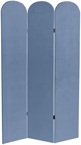 Red Lantern 6 ft. Classic Arch Velvet Room Divider Blue 3 Panel by RedLantern