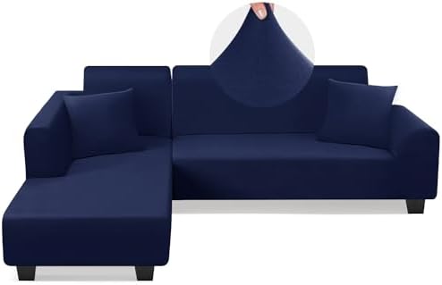 KinCam Sectional Couch Covers Stretch L Shape Sofa Covers, Dark Blue by KinCam