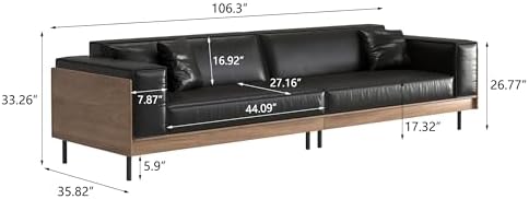 106“ 4-Seater PU Leather Sofa Couch - Image 2
