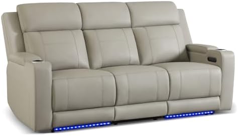 Dual Motor Power Reclining Sofa, Breathable Leather Reclining Couch by Neptane