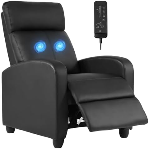 FDW | Recliner Chair | with 2 Point Massage Function | Black, PU Leather by FDW