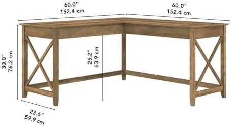 Pemberly Row 60W L Shaped Desk, Reclaimed Pine Finish, Engineered Wood - Image 3
