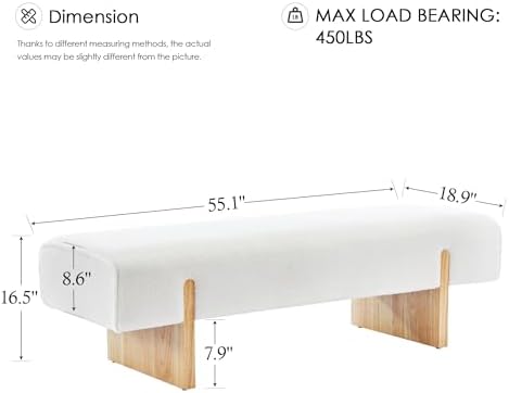 Zesthouse Solid Wooden Bench for Bedroom, Modern Accent Entryway Bench - Image 2