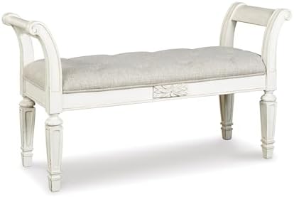 Signature Design by Ashley Realyn Upholstered Accent Bench, Antique White by Unknown
