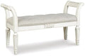 Signature Design by Ashley Realyn Upholstered Accent Bench, Antique White by Unknown