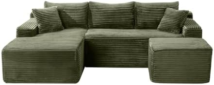 95-Inch U-Shaped Left Facing Corner Compressed Sofa Modular Sectional Boneless - Image 3