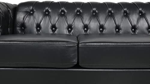 LEVNARY Chesterfield Sofa, Classic Tufted Upholstered Leather Couch, Modern 3 - Image 5