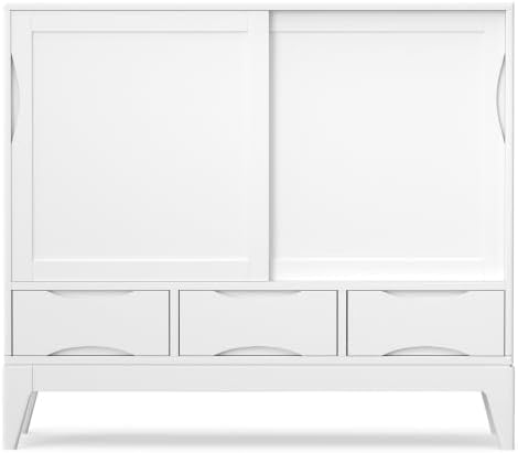 SIMPLIHOME Harper 48" Wide Solid Wood Storage Cabinet in White - Image 6