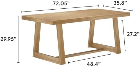 Plank+Beam Classic 72 Inch Dining Table, Rectangular, Blonde Wirebrush - Image 2