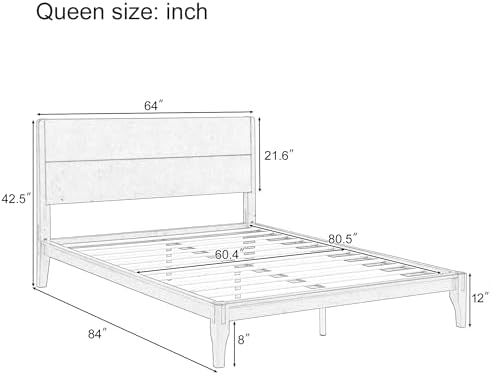 Merax Queen Size Bamboo Platform Bed Frame - Image 2