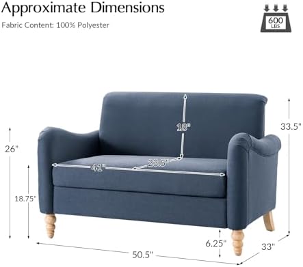 EcoHarbor Living 50.5" Mid-Century Modern Couch, Upholstered Sofa - Image 2