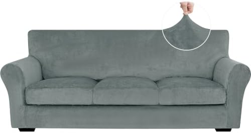 XINEAGE 4-Piece Velvet Sofa Cover, Couch Covers by XINEAGE