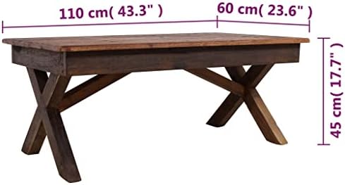 Coffee Table Solid Reclaimed Wood 43.3"x23.6"x17.7", Side Table, Center Table - Image 2