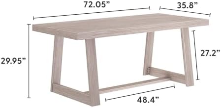 Plank+Beam Classic 72 Inch Dining Table, Rectangular, Seashell Wirebrush - Image 2