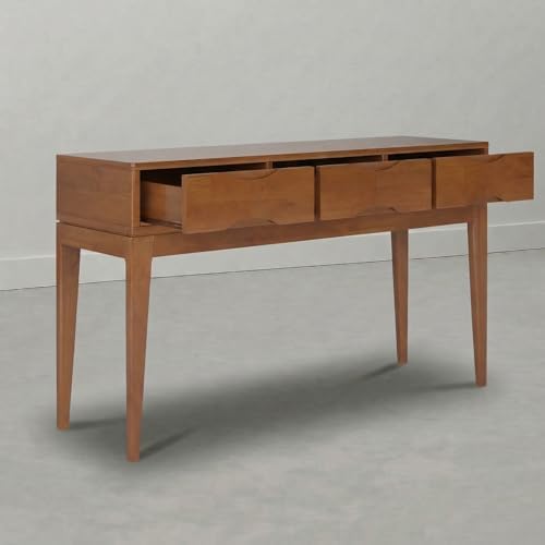 SIMPLIHOME Harper 54" Wide Solid Wood Console Table in Tawny Brown Teak - Image 4