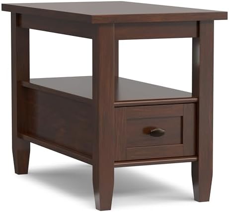 SIMPLIHOME Warm Shaker 14" Wide Solid Wood End Table in Russet Brown by SimpliHome