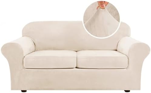 H.VERSAILTEX Real Velvet Plush 3 Piece Stretch Sofa Covers Couch Covers by HVERSAILTEX