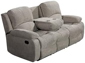 Betsy Furniture Soft Microfiber Reclining Sofa Set, Drop Down Table, Cupholder - Image 4