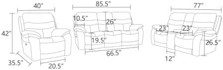 Electric Power Reclining Sofa Set, Genuine Breathing Leather Recliner Couch Set - Image 3