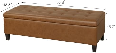 Ottoman with Storage, 51 Inch Large Ottomans Storage Bench - Image 2